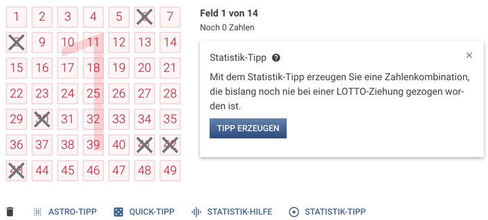 Beispiel Statistik-Tipp bei LOTTO 6aus49